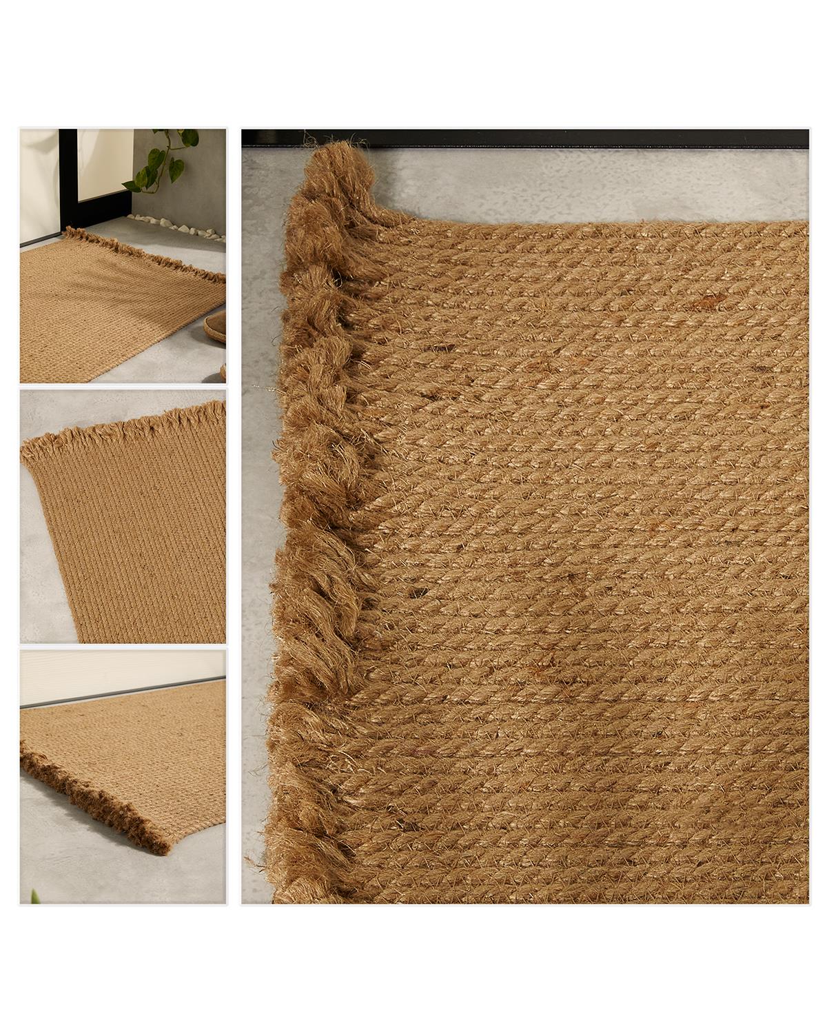 Püsküllü Jüt Halat Kapı Önü Paspası 74 x 50 cm