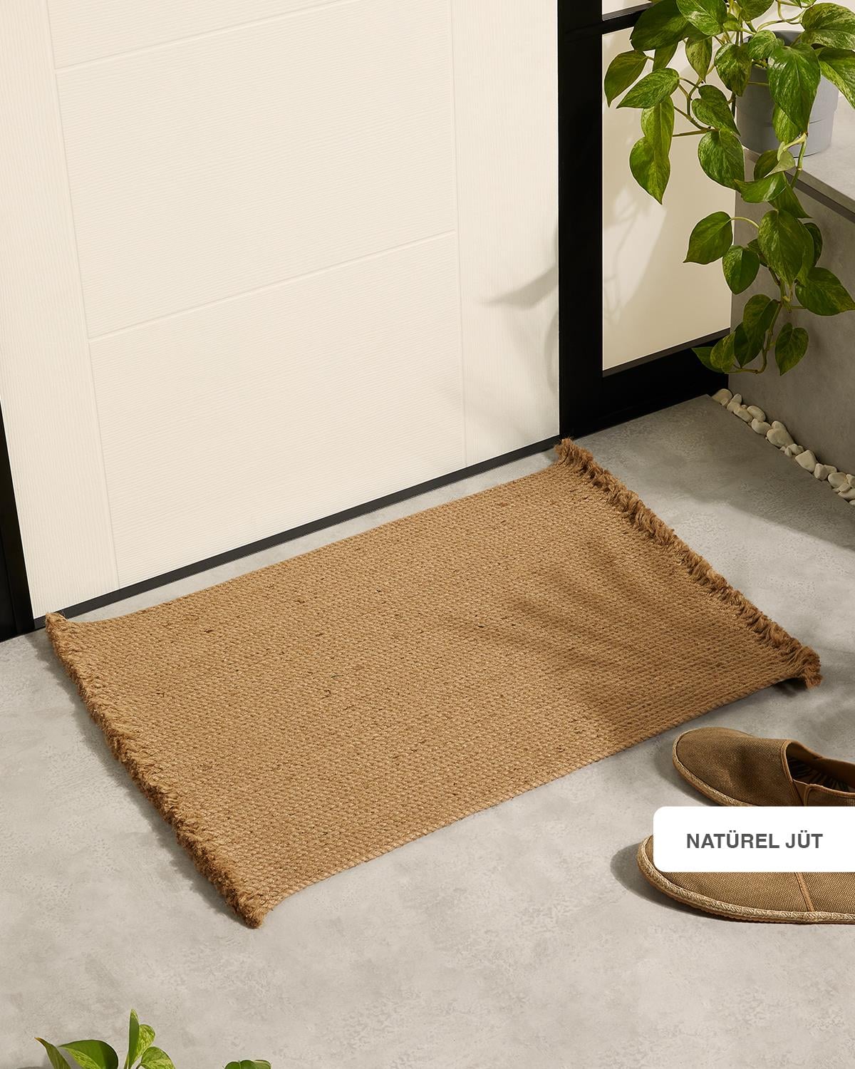 Püsküllü Jüt Halat Kapı Önü Paspası 74 x 50 cm