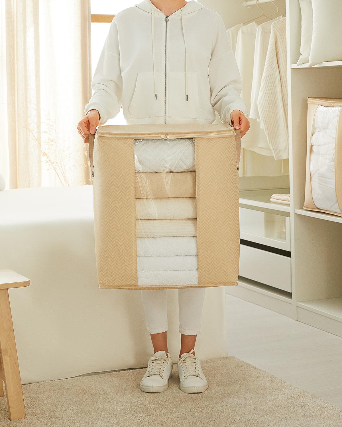 Pvc Pencereli Bej Balıksırtı Hurç 45 x 30 x 50 cm