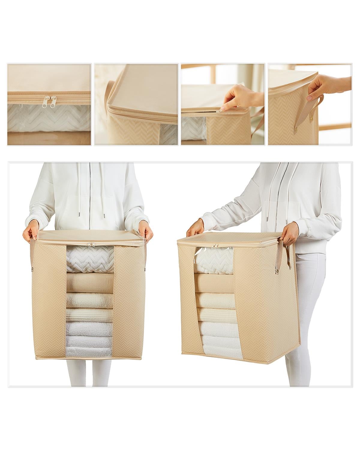 Pvc Pencereli Bej Balıksırtı Hurç 45 x 30 x 50 cm