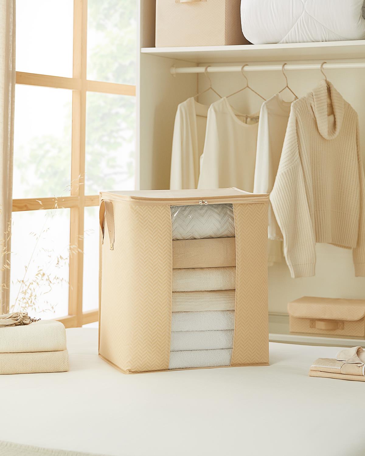 Pvc Pencereli Bej Balıksırtı Hurç 45 x 30 x 50 cm