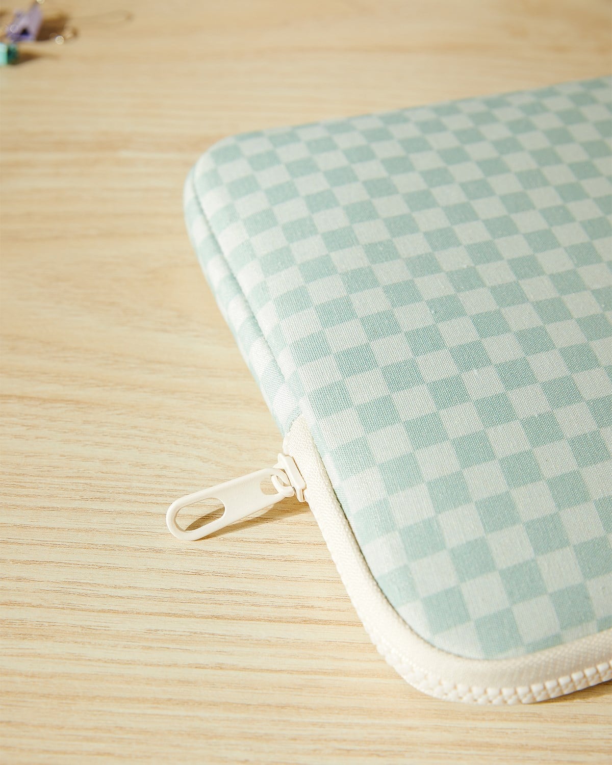 Su İtici Leke Tutmaz Mint Dama Desen Tablet Taşıma Çantası / Kılıfı 27 x 21 x 2 cm