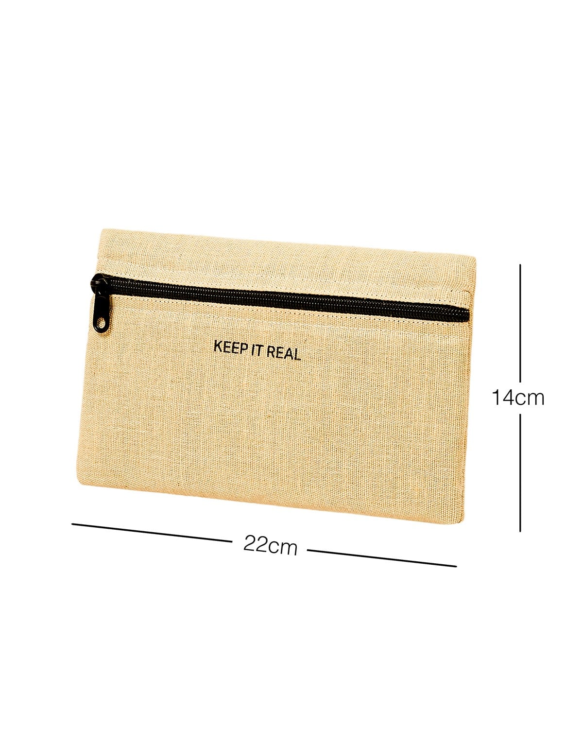 Termal Astarlı Su İtici Leke Tutmaz Jüt Keten Makyaj Çantası 22 x 14 cm