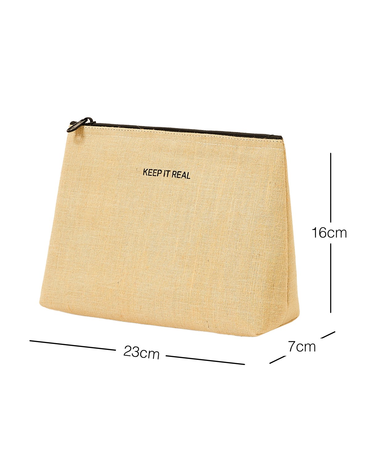 Termal Astarlı Su İtici Leke Tutmaz Jüt Keten Makyaj Çantası 23 x 16 x 7 cm