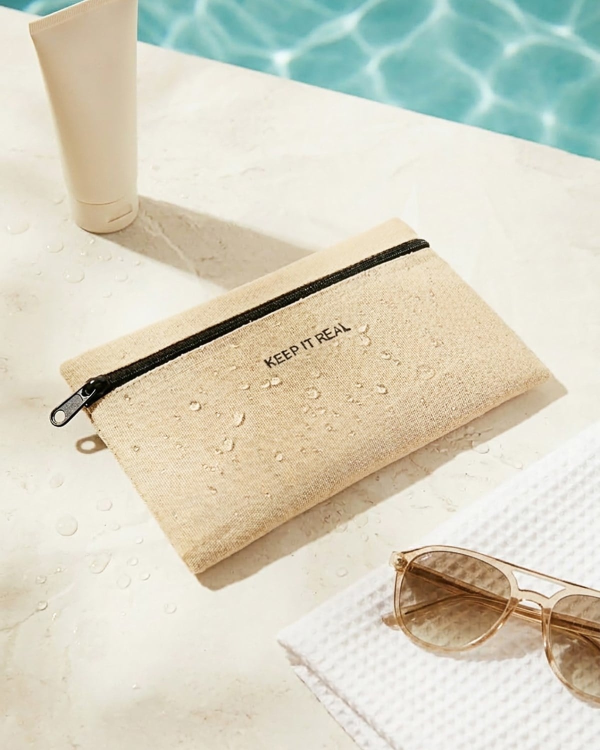 Termal Yalıtımlı Jüt Keten Makyaj Çantası 22 x 14 cm