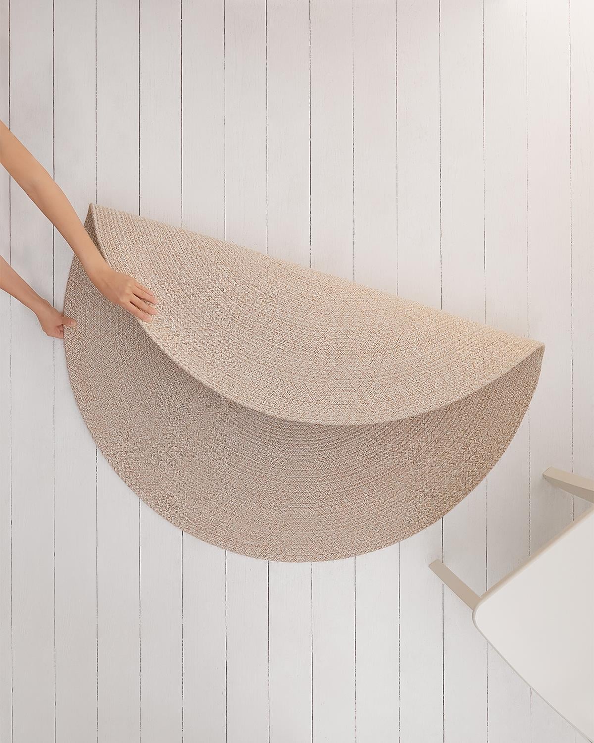Yıkanabilir Bej Kırçıllı Pamuklu Halı Kilim Ø 120 cm