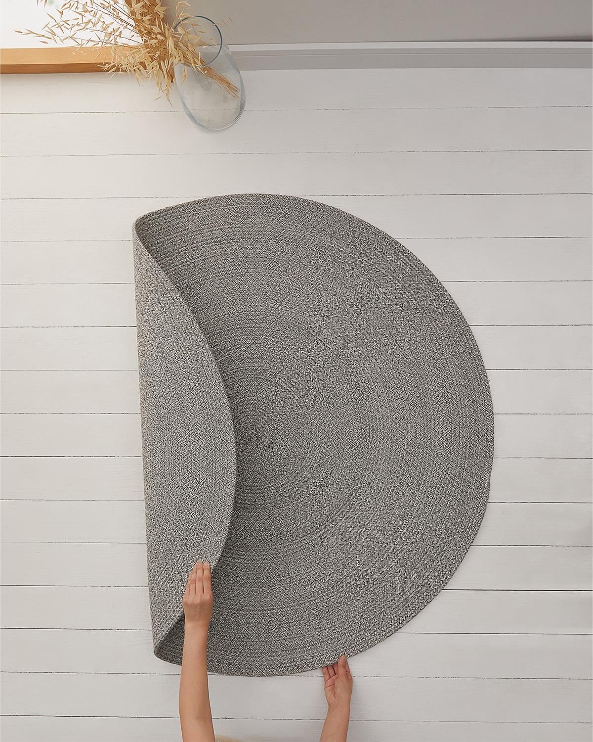 Yıkanabilir Gri Kırçıllı Pamuklu Halı Kilim Ø 120 cm