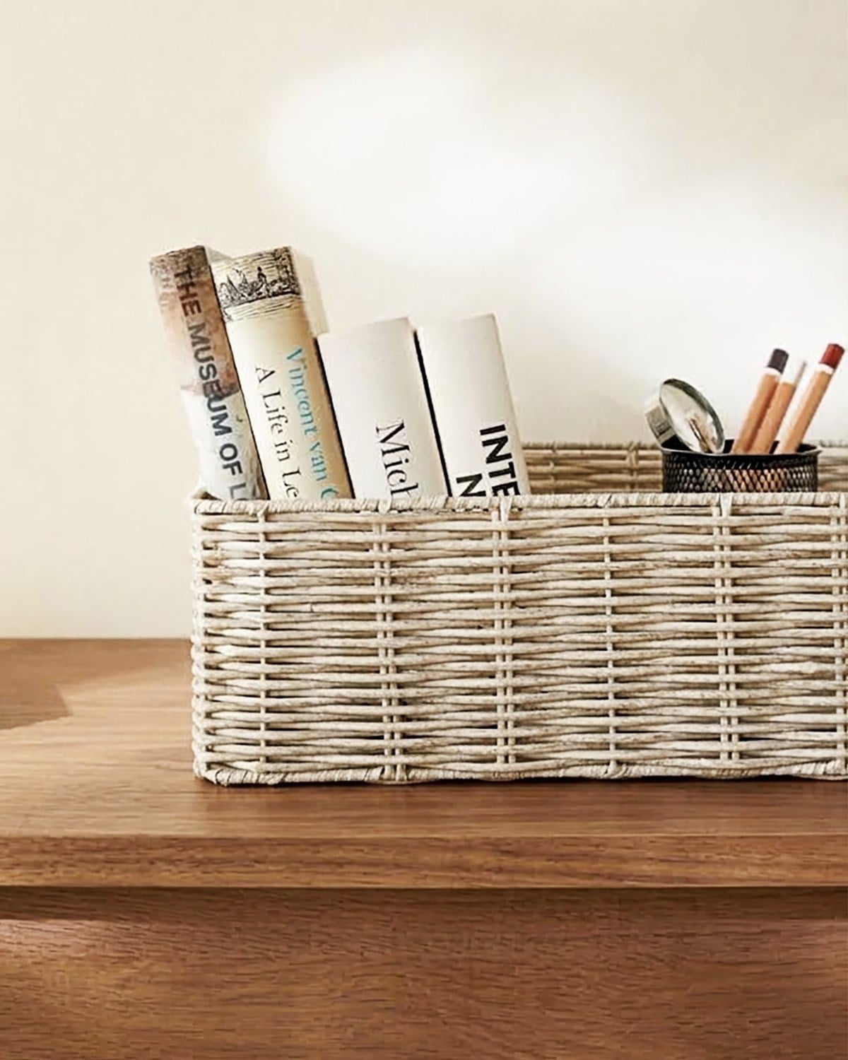 Yıkanabilir Gri PP Rattan Sepet 39 x 29 x 13 cm