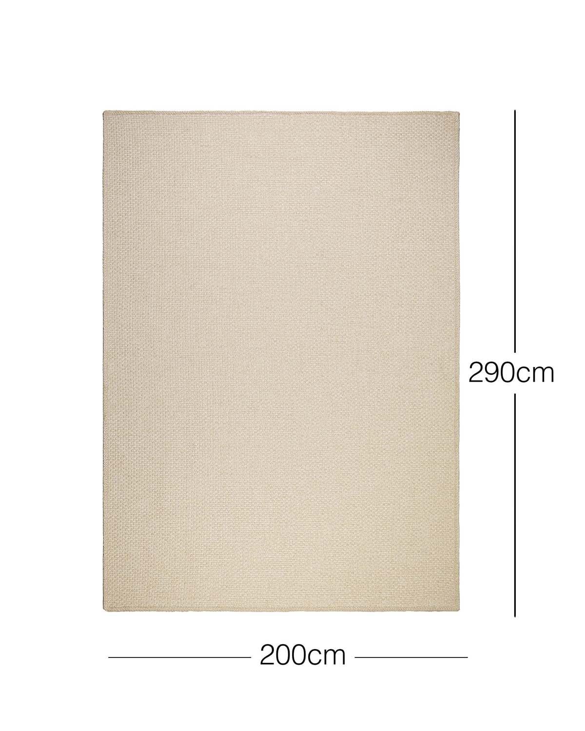 Yıkanabilir Jüt Görünümlü Krem Renk Hasır Desenli Halı Kilim 200 x 290 cm