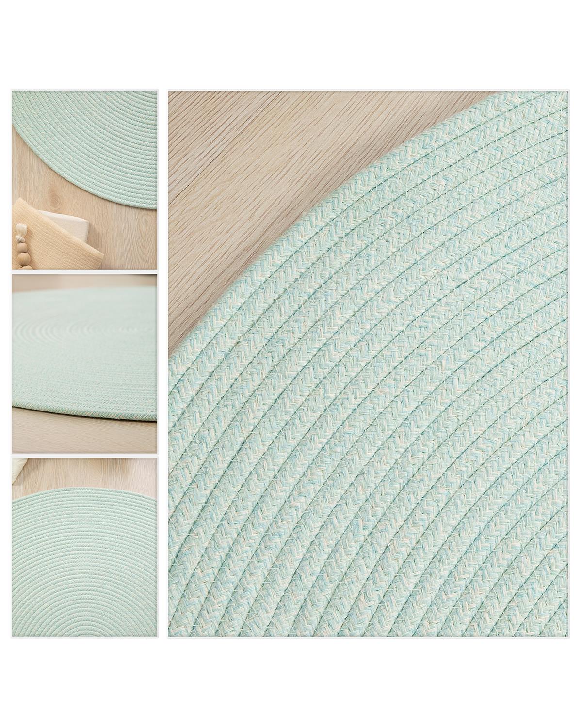 Yıkanabilir Mint Kırçıllı Pamuklu Halı Kilim Ø 120 cm