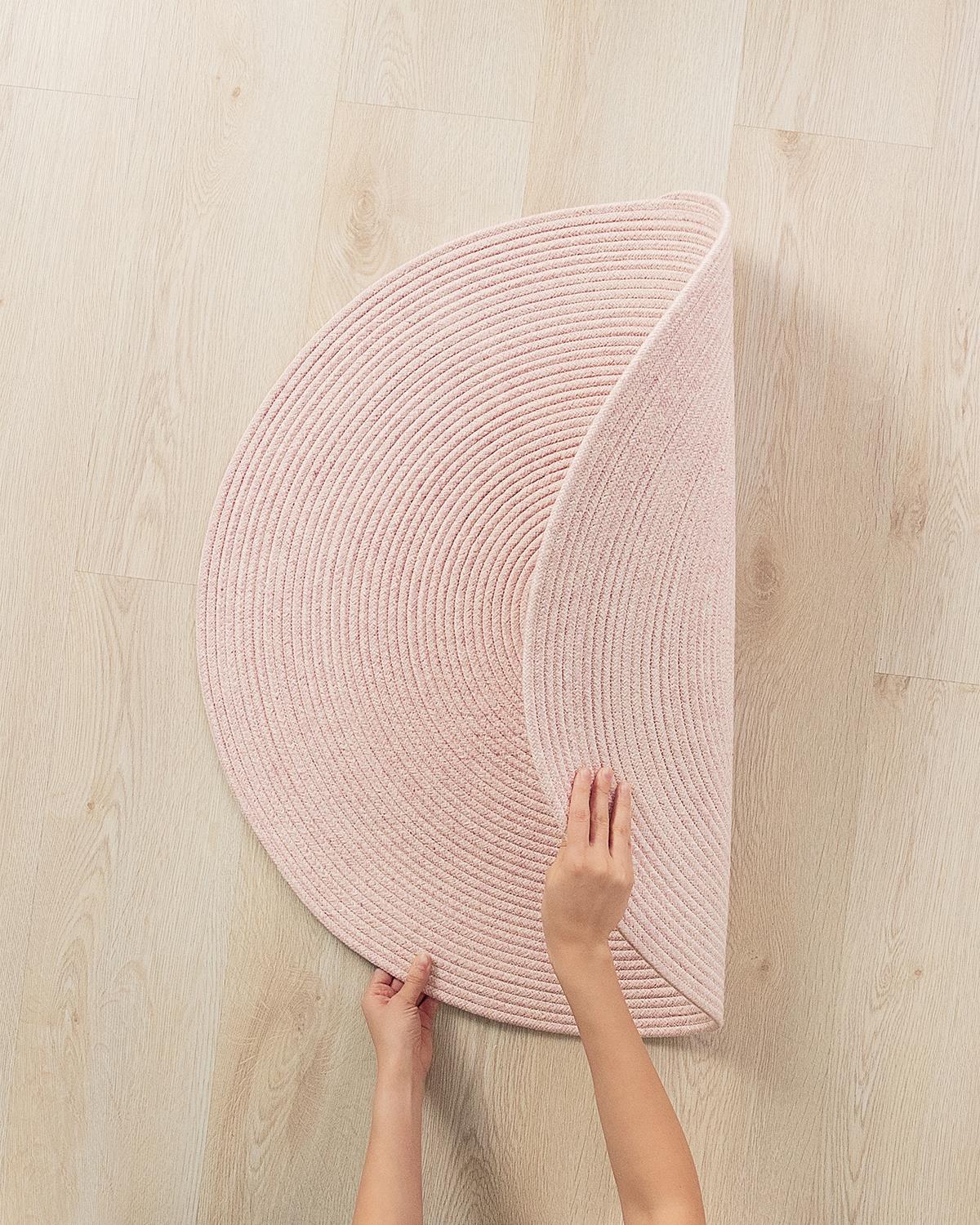 Yıkanabilir Pembe Kırçıllı Pamuklu Halı Kilim Ø 80 cm