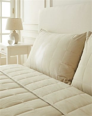 %100 Pamuk Kumaş Kapitoneli Bej Çok Amaçlı Çift Kişilik Yatak Örtüsü Seti 1 Adet 250 x 230 / 2 Adet 50 x 70 cm