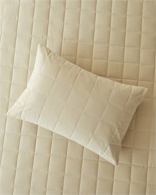 %100 Pamuk Kumaş Kapitoneli Bej Çok Amaçlı Tek Kişilik Yatak Örtüsü Seti 1 Adet 180 x 230 / 1 Adet 50 x 70 cm
