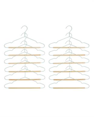 12li Ahşap Destekli Mat Mint Renk Kauçuk Kaplamalı Metal Çocuk Giysi Askısı 18 x 32 x 0.3 cm