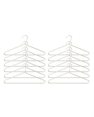 12li Ekru Renk Kumaş Kaplı Metal Giysi Askısı 21.5 x 42 x 0.5 cm
