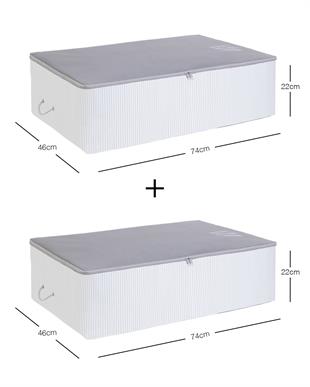 2 Adet Mega Boy Gri Çizgili Stuff&Things Baza Altı Hurç Set 74 x 46 x 22 cm