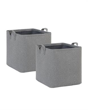 2li Antrasit Renk Dokulu Kumaş Sepet Set 30 x 30 x 30 cm
