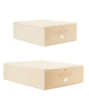 2li Bej Balıksırtı Destekli Hurç Set  45 x 55 x 18 + 55 x 70 x 18 cm