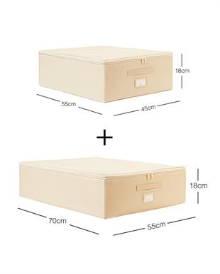 2li Bej Balıksırtı Destekli Hurç Set  45 x 55 x 18 + 55 x 70 x 18 cm