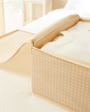 2li Bej Pötikare Destekli Kutu Hurç Set 45 x 55 x 18 cm