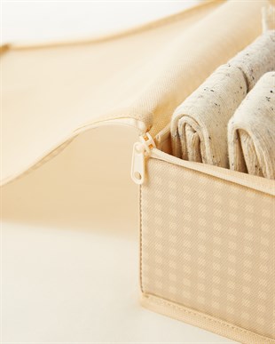 2li Bej Pötikare Destekli Kutu Hurç Set 31 x 38 x 12 + 45 x 55 x 18 cm