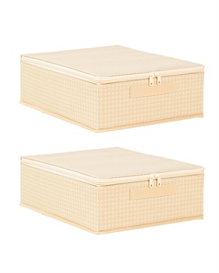 2li Bej Pötikare Destekli Kutu Hurç Set 31 x 38 x 12 cm