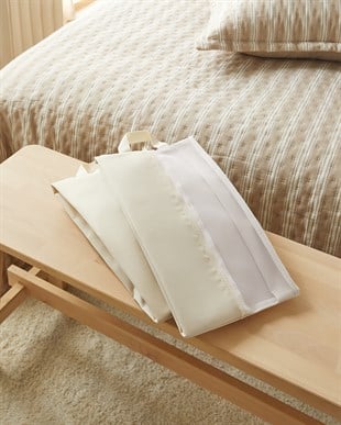 2li Bej Renk Fileli Oxford Kumaş Ayakkabı Düzenleyici Taşıma Çantası Seti 22 x 40 x 9 cm