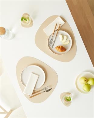 2li Bej/Taş Renk Suni Deri Amerikan Servis 45 x 36 cm