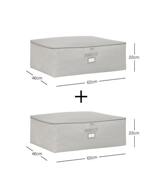 2li Büyük Boy Gri Balıksırtı Baza Altı Hurç Set 62 x 46 x 22 cm