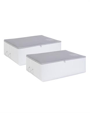 2li Büyük Boy Gri Çizgili Stuff & Things Baza Altı Hurç Set 62 x 46 x 22 cm
