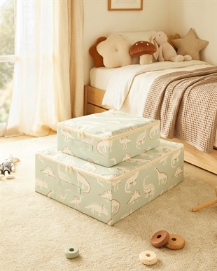 2li Çocuk Odası Dinozor Destekli Kutu Hurç Set 31 x 38 x 12 + 45 x 55 x 18 cm