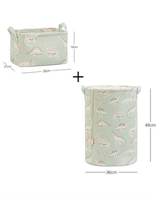 2li Çocuk Odası Dinozor Sepet Set 1 Adet 30 x 21 x 18 / 36 x 48 cm