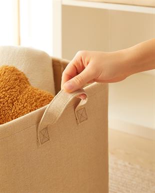 2li Çocuk Odası Jüt Keten Kumaş Sepet Set 30 x 30 x 30 cm