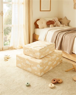 2li Çocuk Odası Sevimli Balina Destekli Kutu Hurç Set 31 x 38 x 12 + 45 x 55 x 18 cm