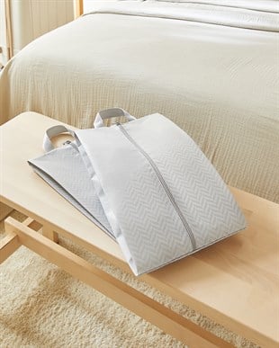 2li Gri Balıksırtı Ayakkabı Düzenleyici Taşıma Çantası Seti 22 x 40 x 9 cm