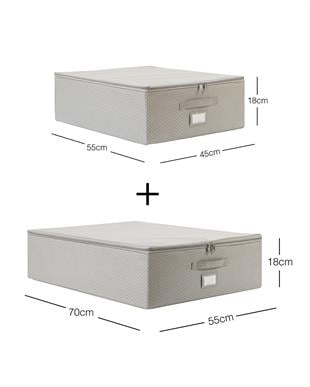 2li Gri Balıksırtı Destekli Hurç Set  45 x 55 x 18 + 55 x 70 x 18 cm