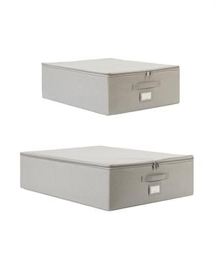 2li Gri Balıksırtı Destekli Hurç Set  45 x 55 x 18 + 55 x 70 x 18 cm