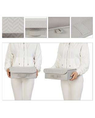 2li Gri Balıksırtı Kapaklı Kutu Set 30 x 23 x 11 cm