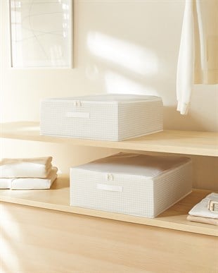 2li Gri Pötikare Destekli Kutu Hurç Set 45 x 55 x 18 cm