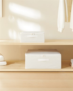 2li Gri Pötikare Destekli Kutu Hurç Set 31 x 38 x 12 + 45 x 55 x 18 cm