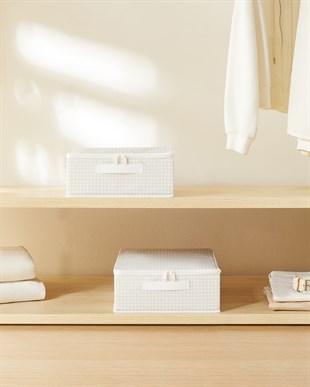 2li Gri Pötikare Destekli Kutu Hurç Set 31 x 38 x 12 cm