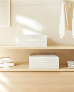 2li Gri Pötikare Destekli Kutu Hurç Set 45 x 55 x 18 cm