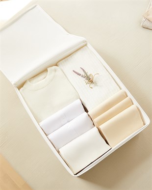 2li Gri Pötikare Destekli Kutu Hurç Set 45 x 55 x 18 cm