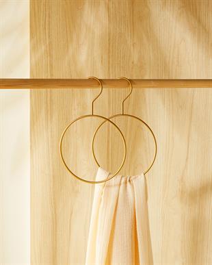 2li Halka Altın Renk Metal Aksesuar Askısı 24.5 x 16 x 0.5 cm