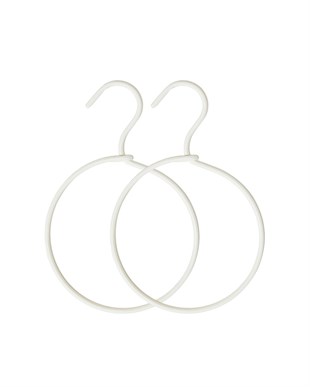 2li Halka Ekru Renk Kumaş Kaplı Metal Aksesuar Askısı 24.5 x 16 x 0.5 cm