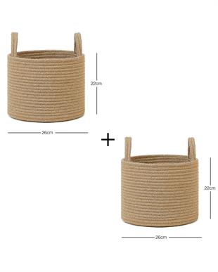 2li Jüt Halat Sepet Set 26 x 22 cm
