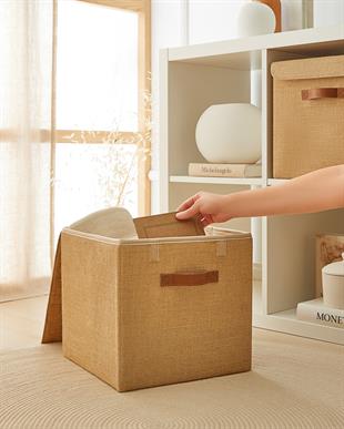 2li Jüt Kapaklı Kutu Set 30x30x30 cm