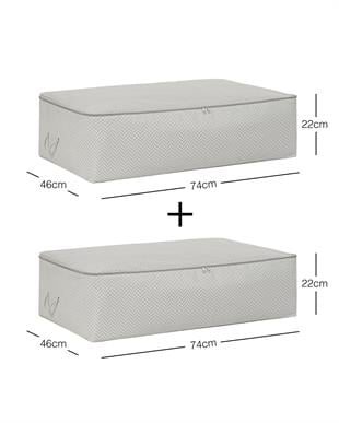 2li Mega Boy Gri Balıksırtı Baza Altı Hurç Set 74 x 46 x 22 cm