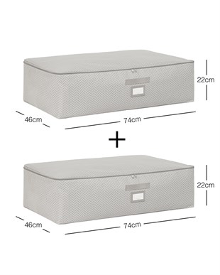 2li Mega Boy Gri Balıksırtı Baza Altı Hurç Set 74 x 46 x 22 cm