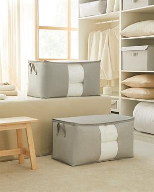 2li Mega Boy Pvc Pencereli Gri Balıksırtı Hurç Set 75 x 40 x 40 cm